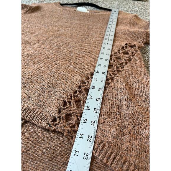 PQLA Brown Sweater, back cut outs, front detail, M/L, High-Low, Fall, Warm - Picture 6 of 9